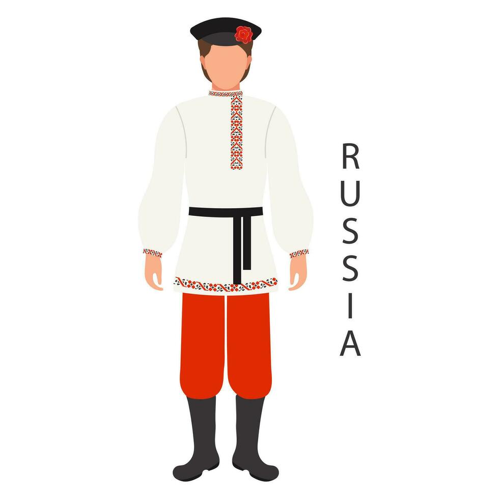 A man in Russian national traditional costume. Culture and traditions of Russia. Illustration, vector