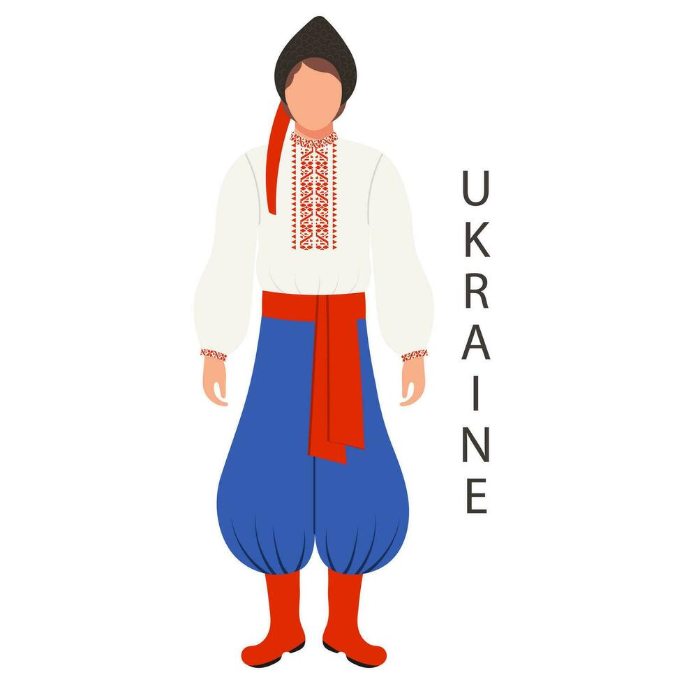 un hombre en ucranio nacional tradicional traje. cultura y retro tradiciones de Ucrania. ilustración, plantilla, vector