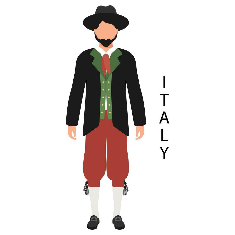 un hombre en un italiano gente retro traje. cultura y tradiciones de Italia. ilustración, vector