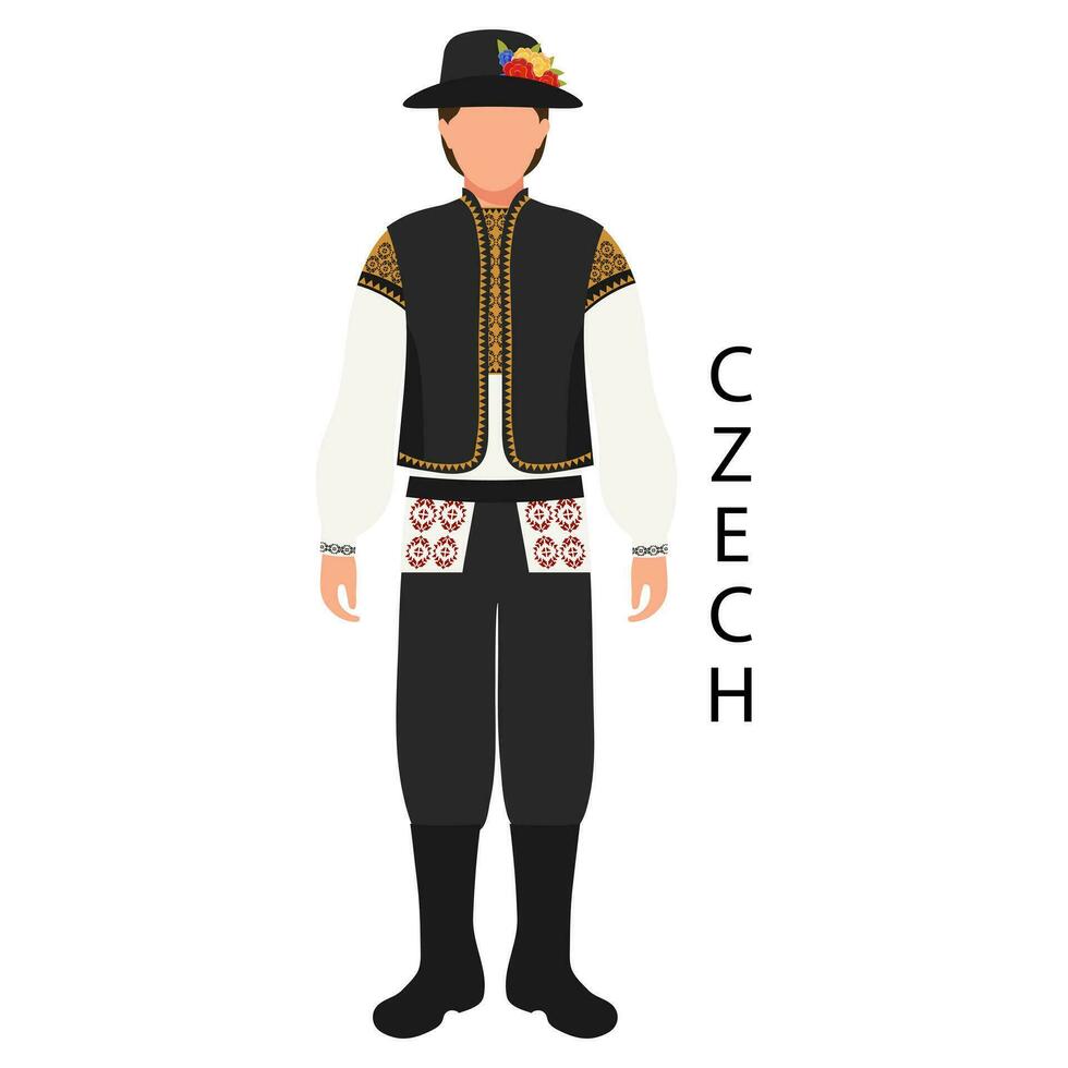 A man in Czech folk costume. Culture and traditions of the Czech Republic. Illustration, vector