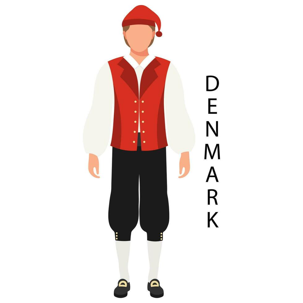 un hombre en un danés gente disfraz y tocado. cultura y tradiciones de Dinamarca. ilustración, vector