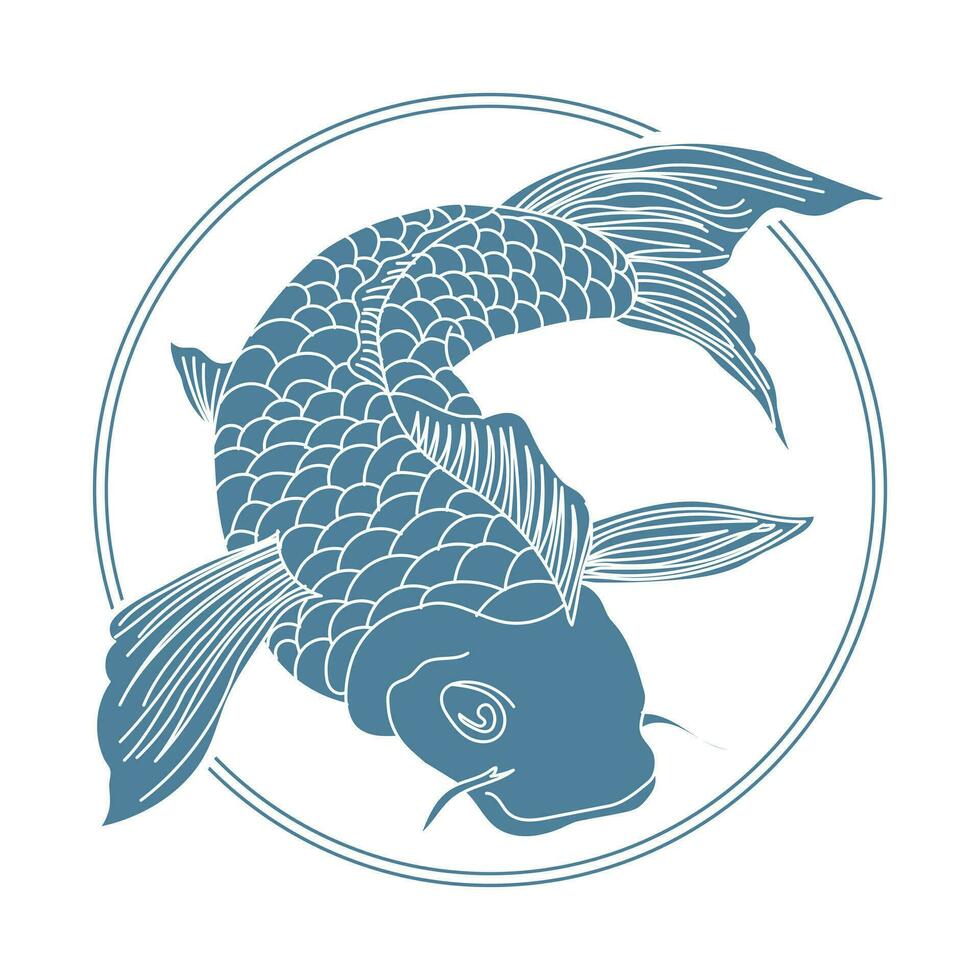 dibujado detallado bagre pescado en un círculo. ilustración, icono, logo, vector