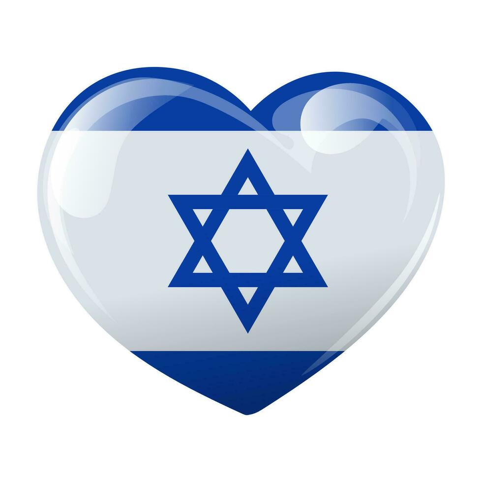 Israel flag in the shape of a heart. Heart with Israel flag. 3D illustration, symbol, vector