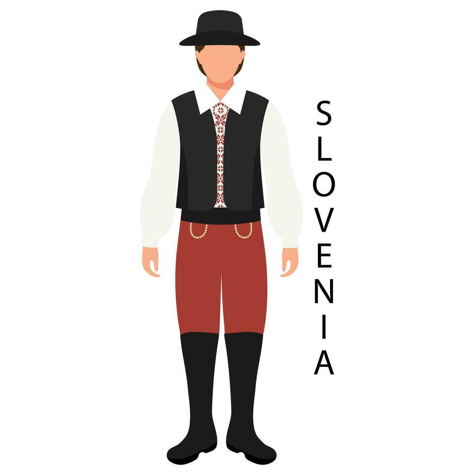 un hombre en esloveno gente traje. cultura y tradiciones de Eslovenia. ilustración, vector