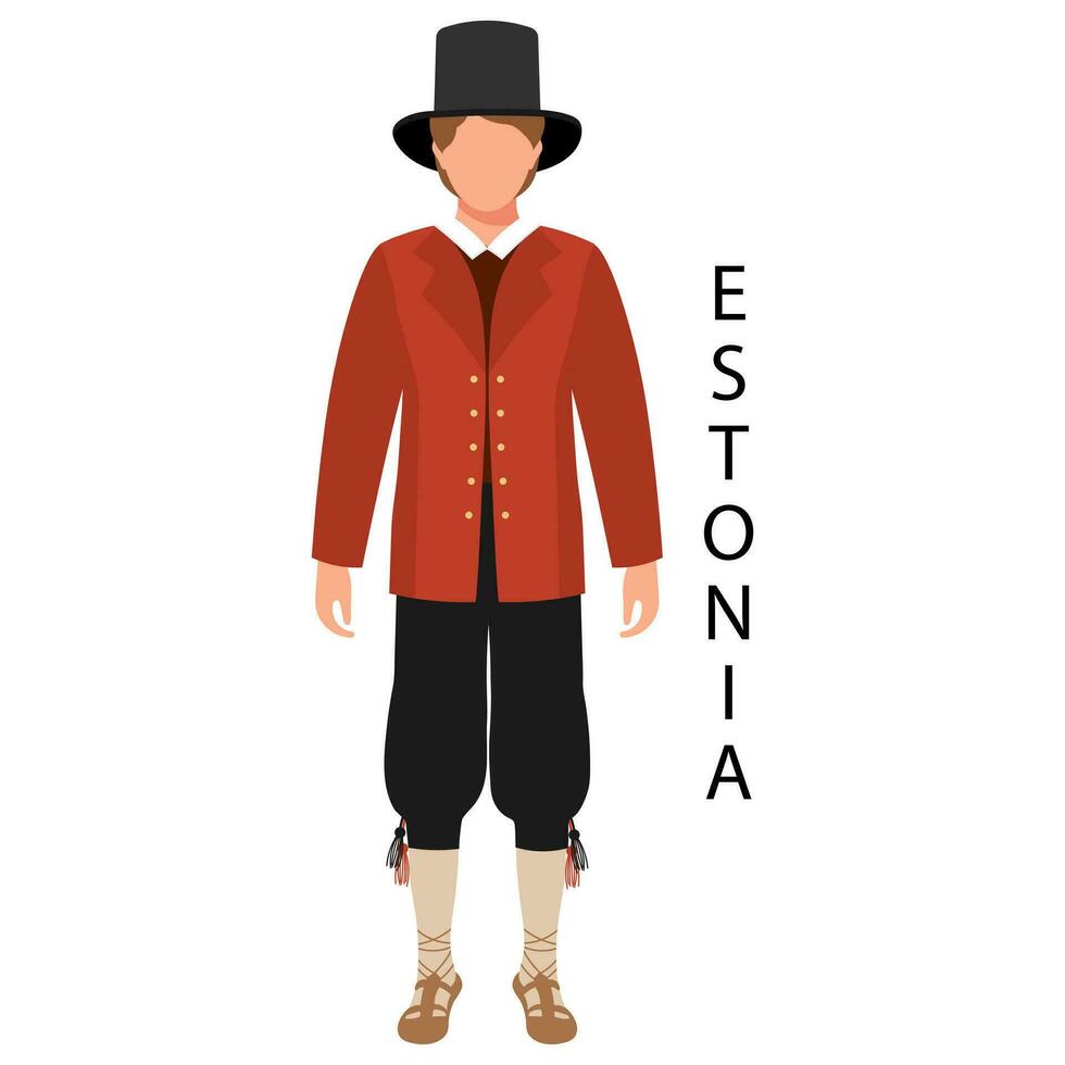 A man in Estonian folk costume. Culture and traditions of Estonia. Illustration, vector