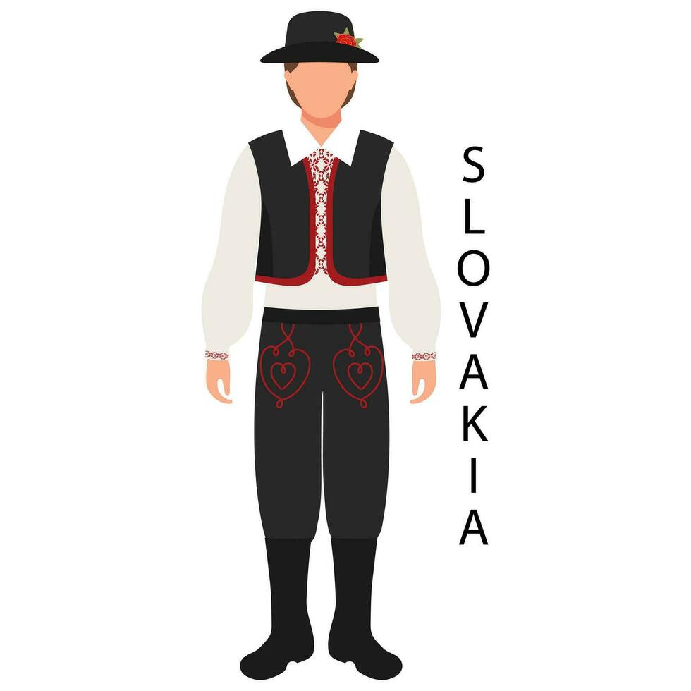 A man in a Slovak folk costume. Culture and traditions of Slovakia. Illustration, vector