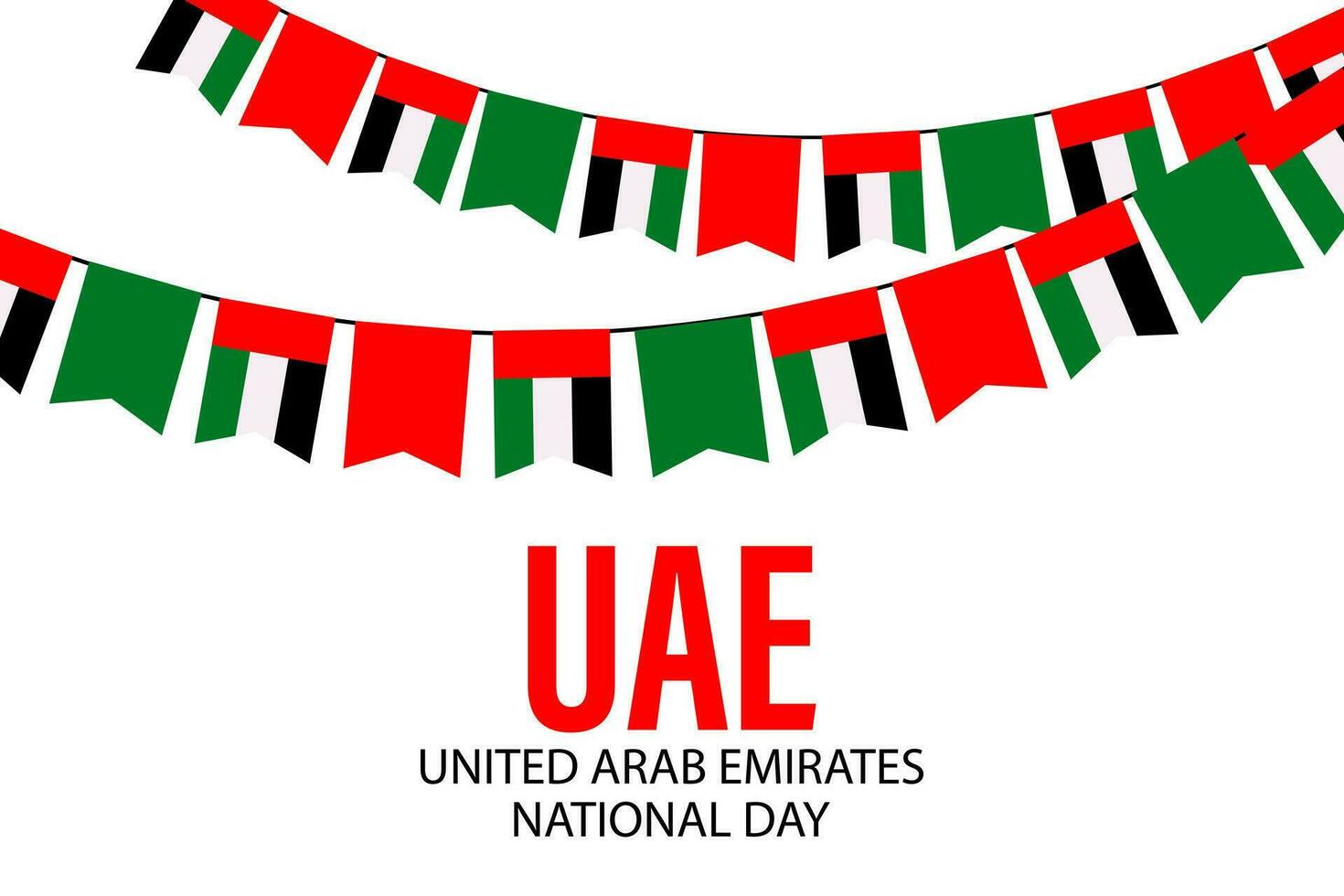 uae independencia día, uae nacional día. bandera con un guirnalda de banderas póster, vector