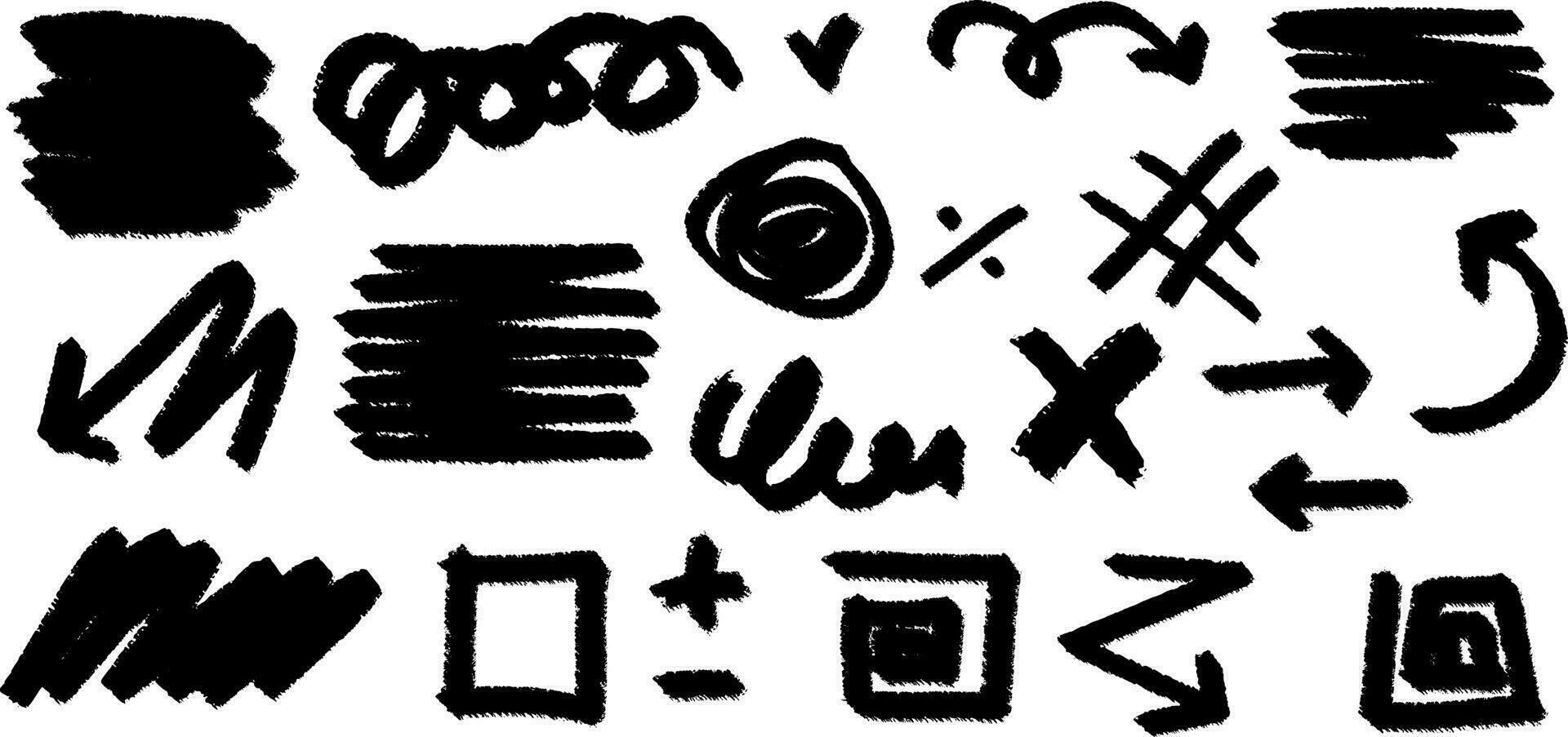 a set of black and white scribbles on a white background vector