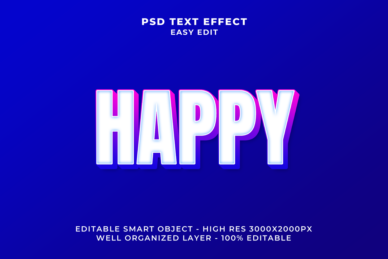 Happy gradient text effect psd
