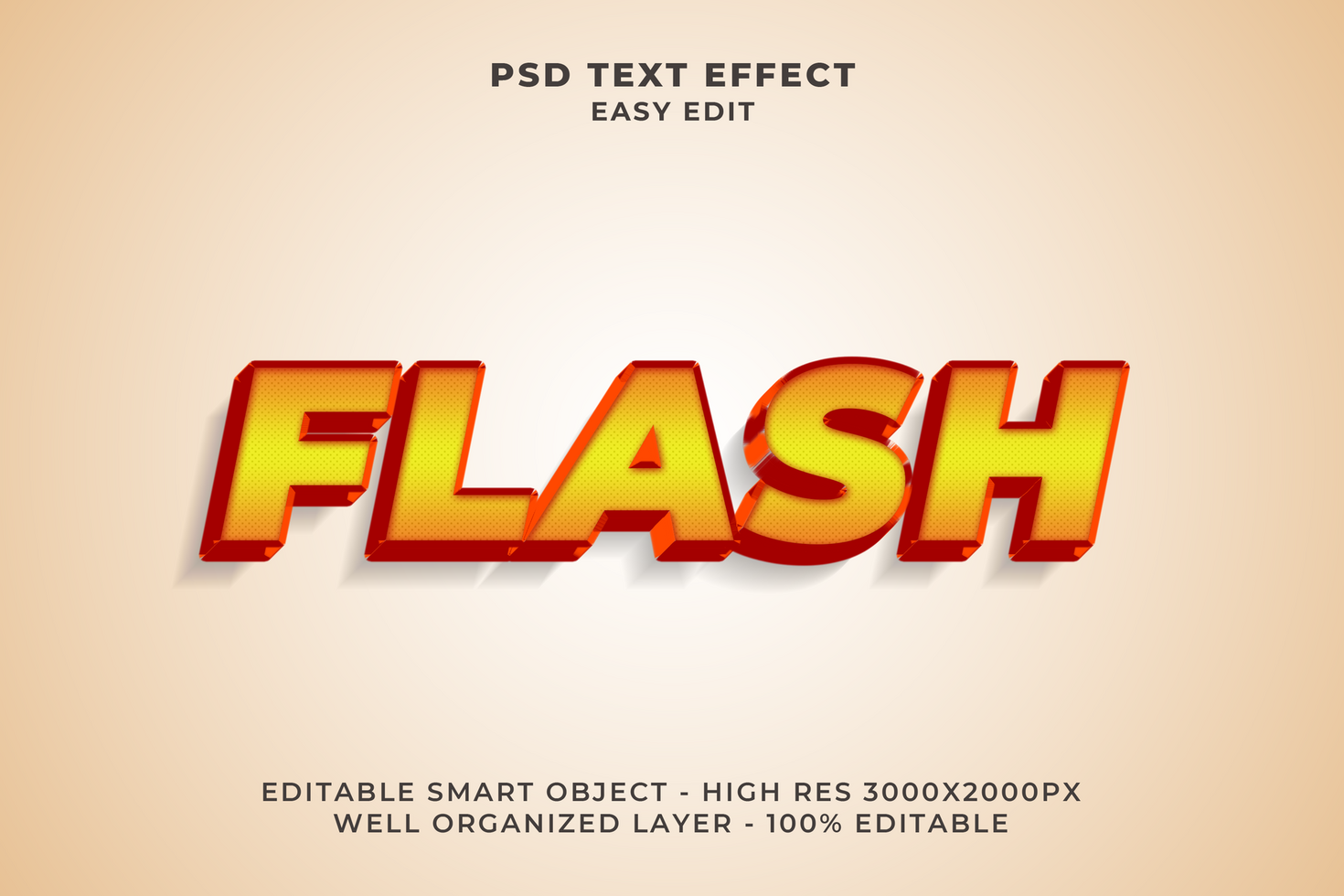 3D flash text effect psd