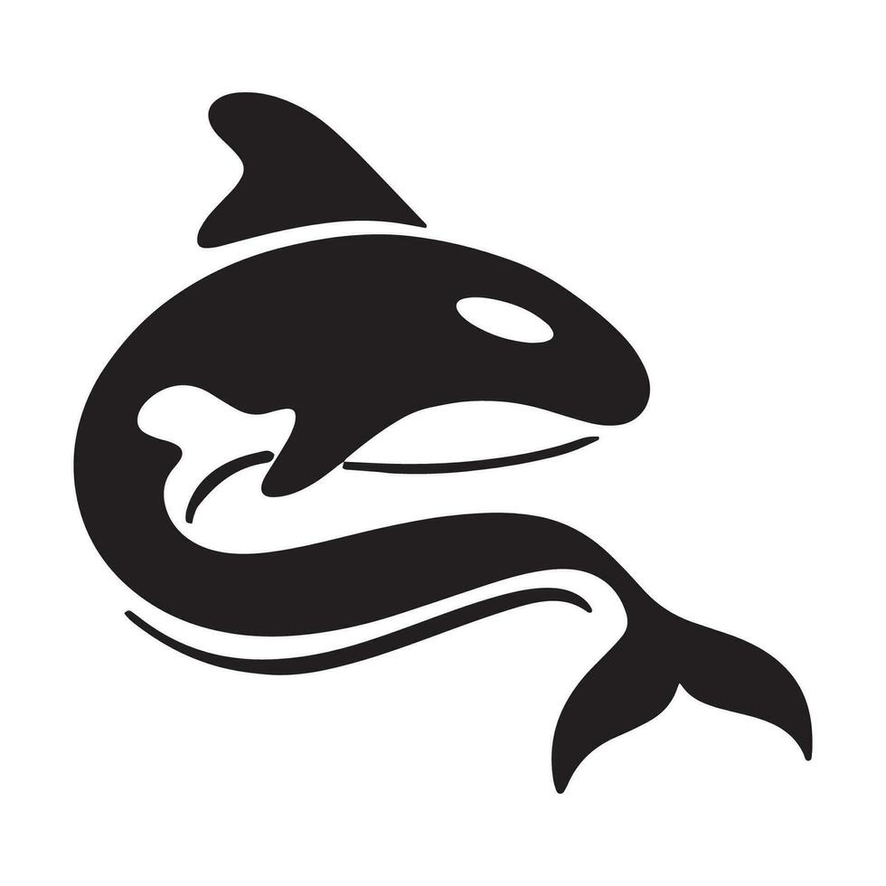 Simple black orca whale animal template logo creative design. Killer underwater animal. Logo for business, identity and branding. vector