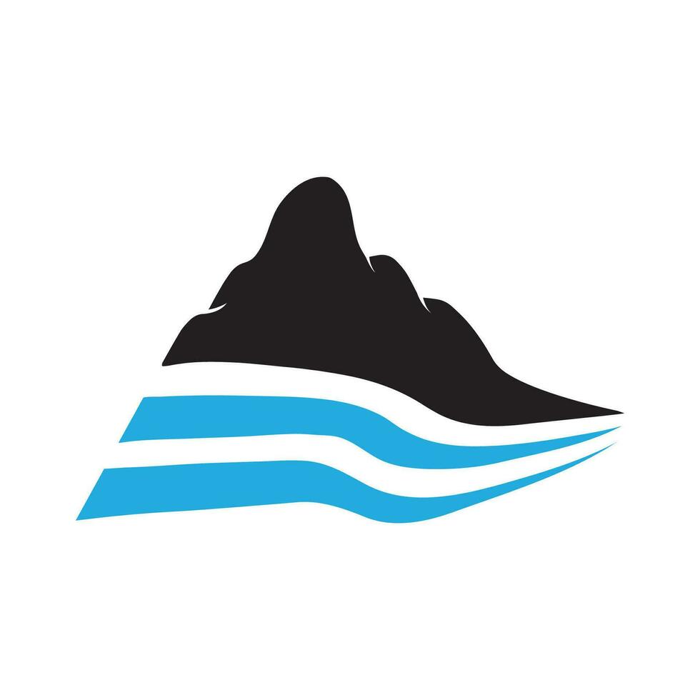 Logos of rivers, creeks, riverbanks and streams. River logo with combination of mountains and farmland with concept design vector illustration template.