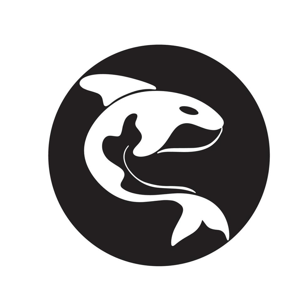 diseño creativo del logotipo de la plantilla animal de ballena orca negra simple. animal submarino asesino. logo para negocios, identidad y marca. vector