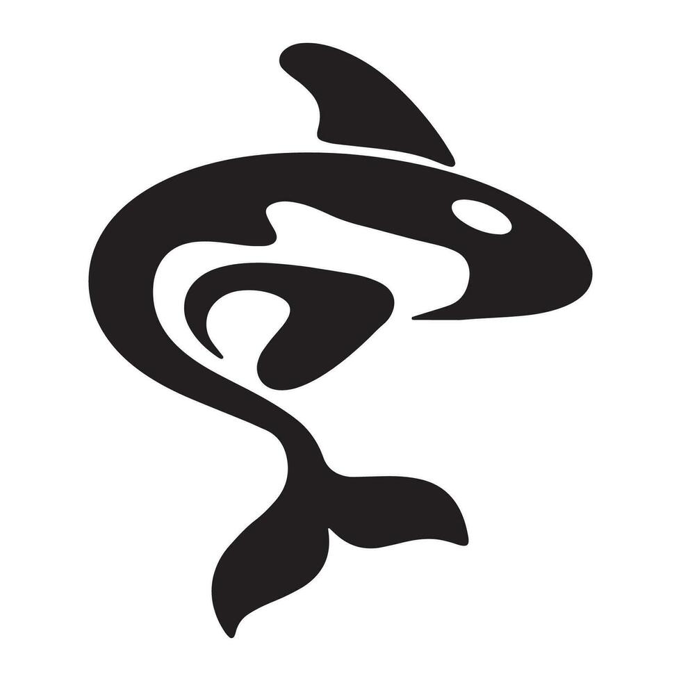 Simple black orca whale animal template logo creative design. Killer underwater animal. Logo for business, identity and branding. vector