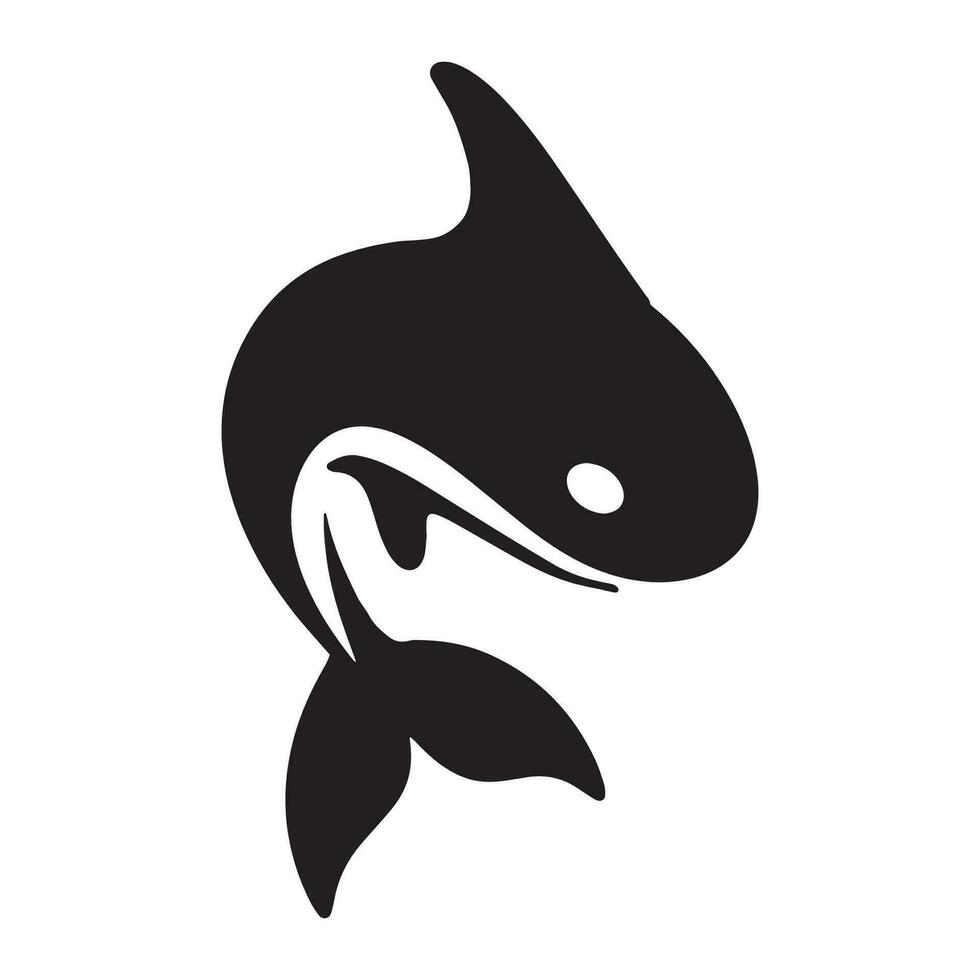 Simple black orca whale animal template logo creative design. Killer underwater animal. Logo for business, identity and branding. vector