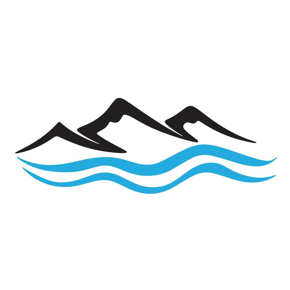 Logos of rivers, creeks, riverbanks and streams. River logo with combination of mountains and farmland with concept design vector illustration template.