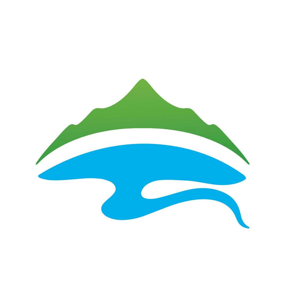 Logos of rivers, creeks, riverbanks and streams. River logo with combination of mountains and farmland with concept design vector illustration template.