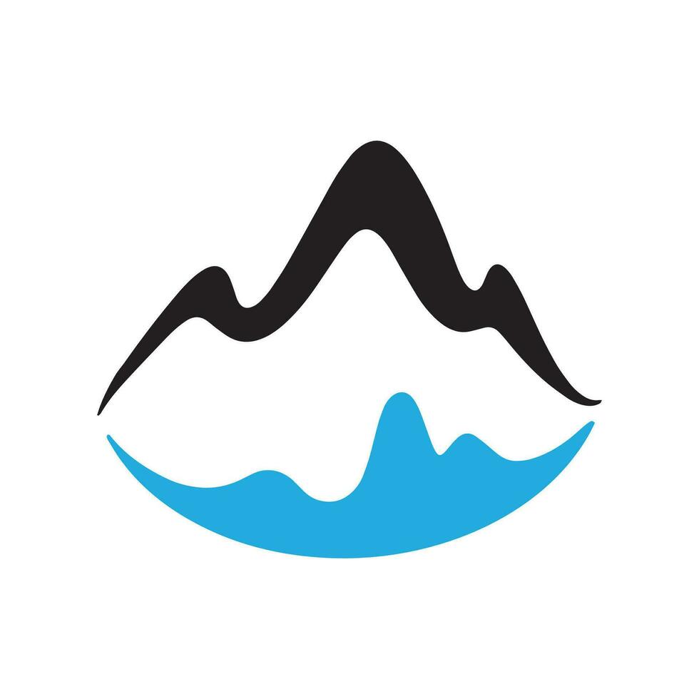 Logos of rivers, creeks, riverbanks and streams. River logo with combination of mountains and farmland with concept design vector illustration template.