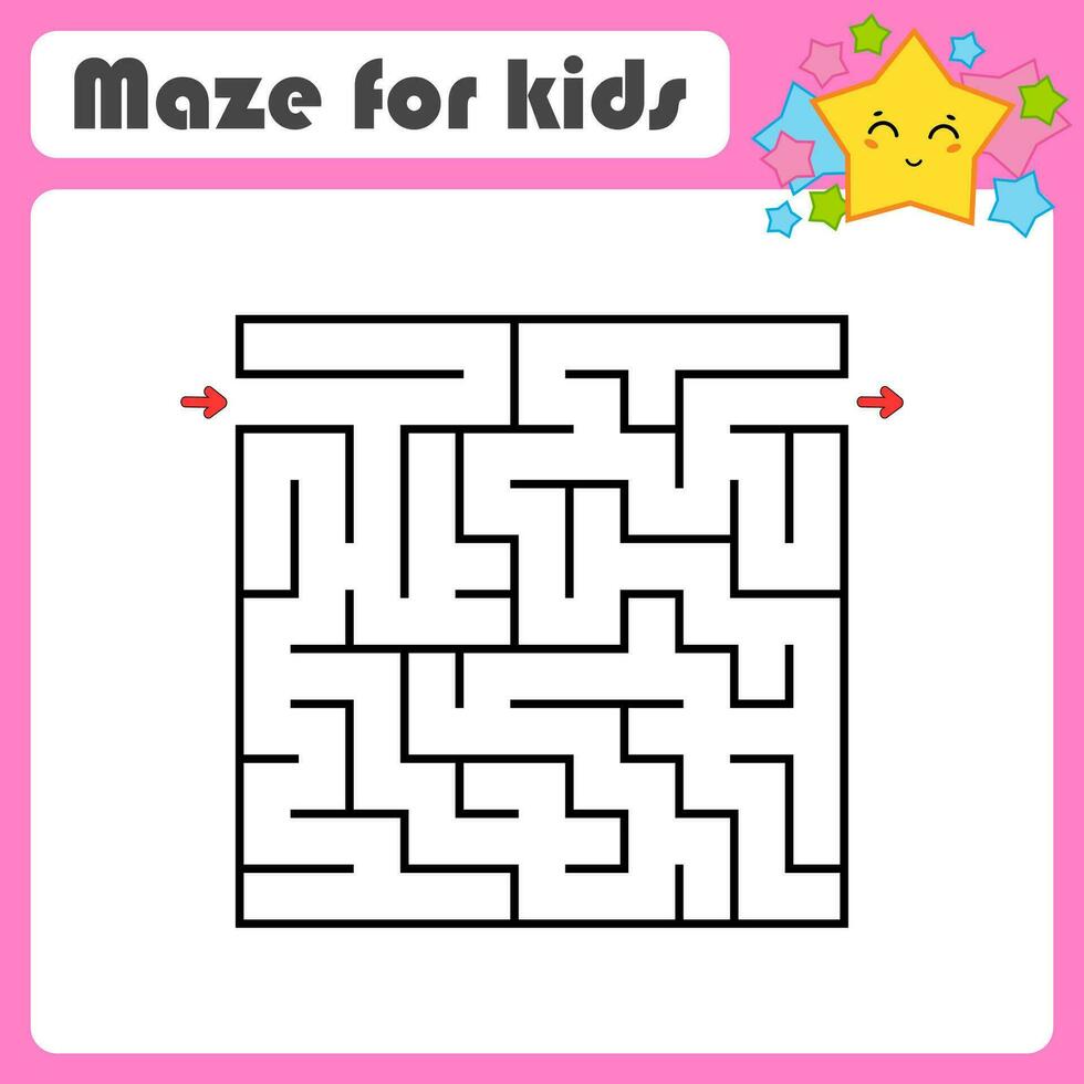 Abstract square maze. Game for kids. Puzzle for children. Labyrinth conundrum. Find the right path. Vector illustration.