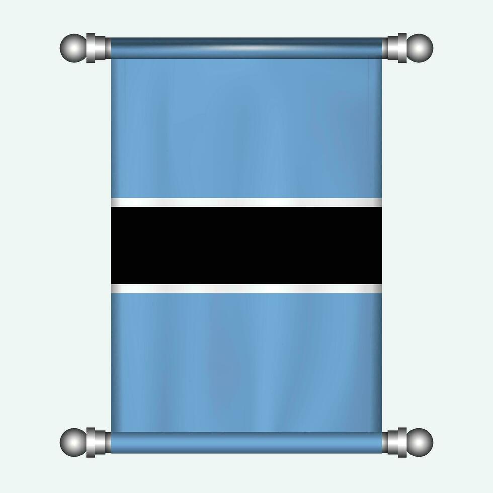 Realistic hanging flag of BOTSWANA pennant vector