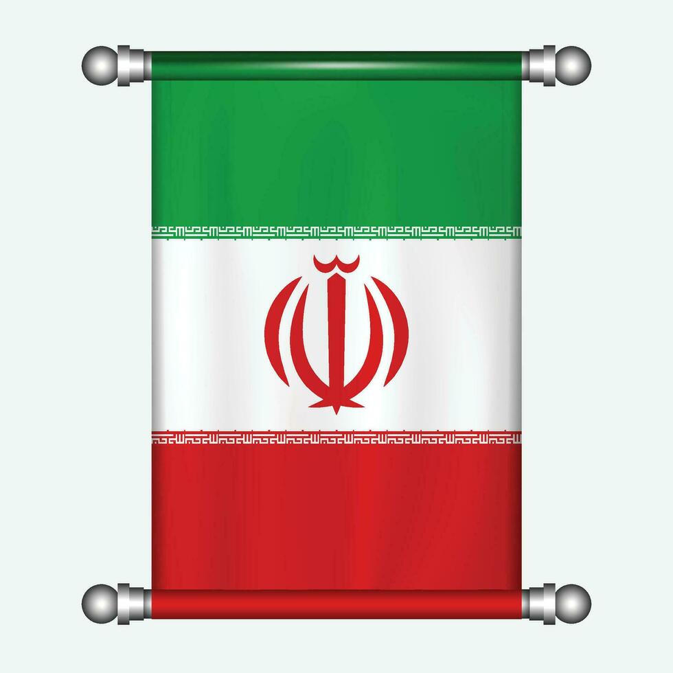 Realistic hanging flag of IRAN pennant vector