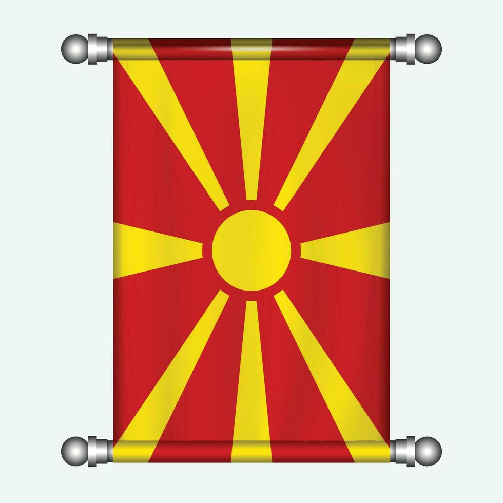 Realistic hanging flag of MACEDPMOA  pennant vector