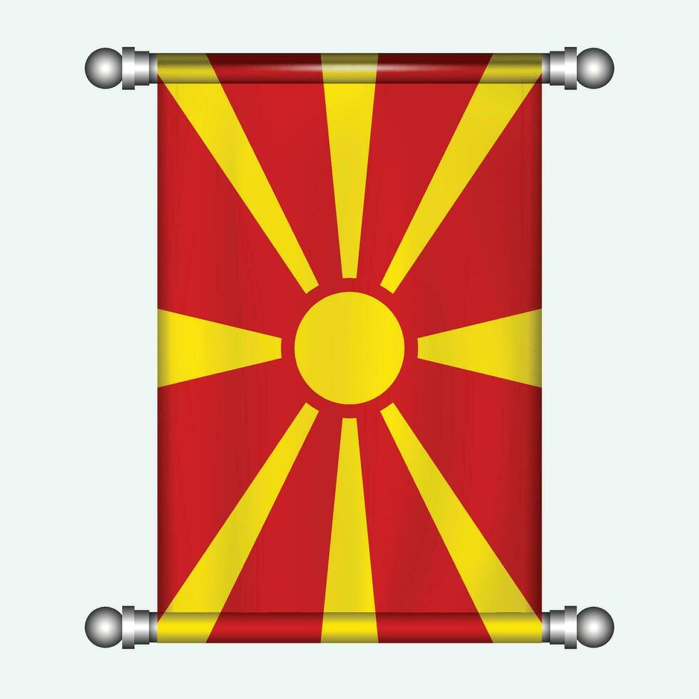 realista colgando bandera de macedpmoa banderín vector