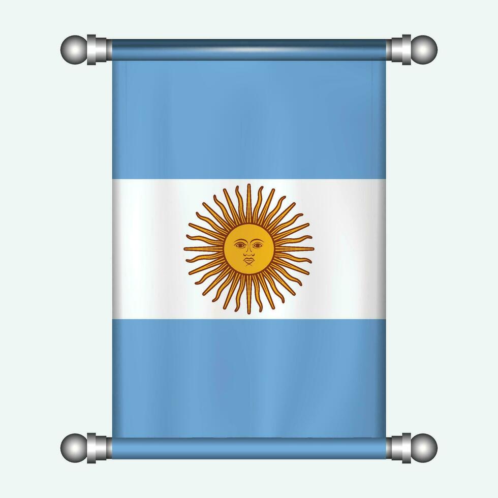 realista colgando bandera de argentina banderín vector