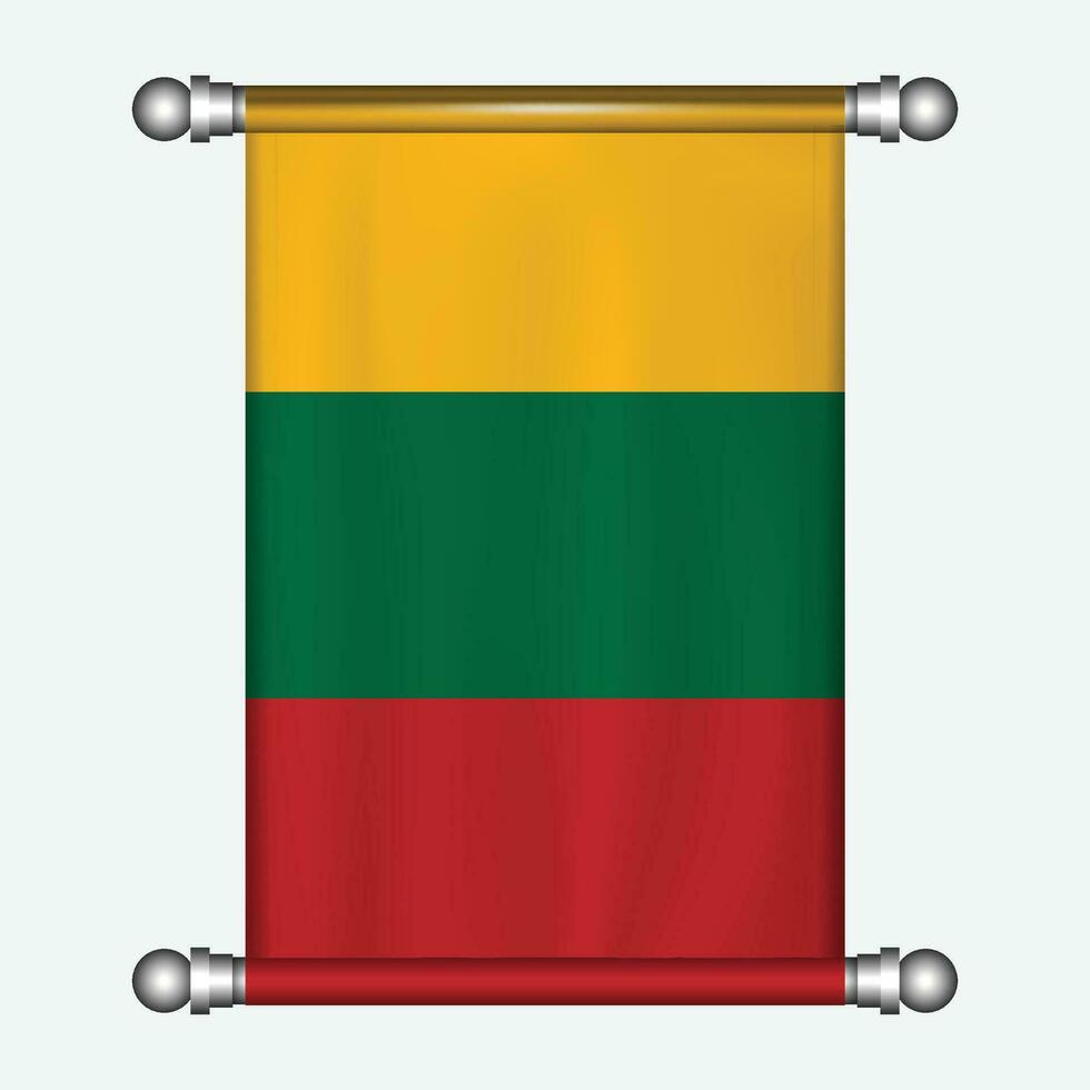 Realistic hanging flag of LITHUANIA pennant vector