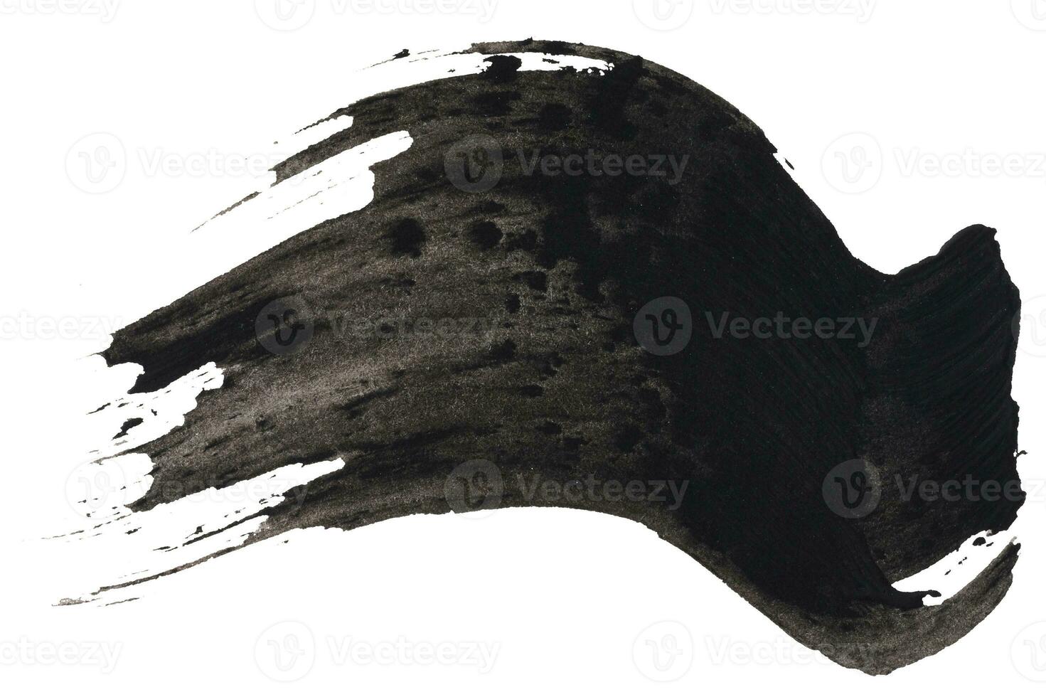 Watercolor brush stroke of black paint, on a white isolated background photo