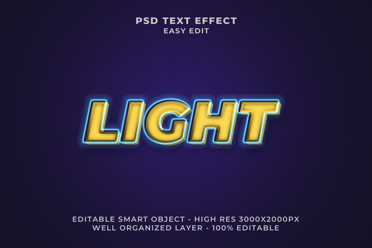 Light text effect psd