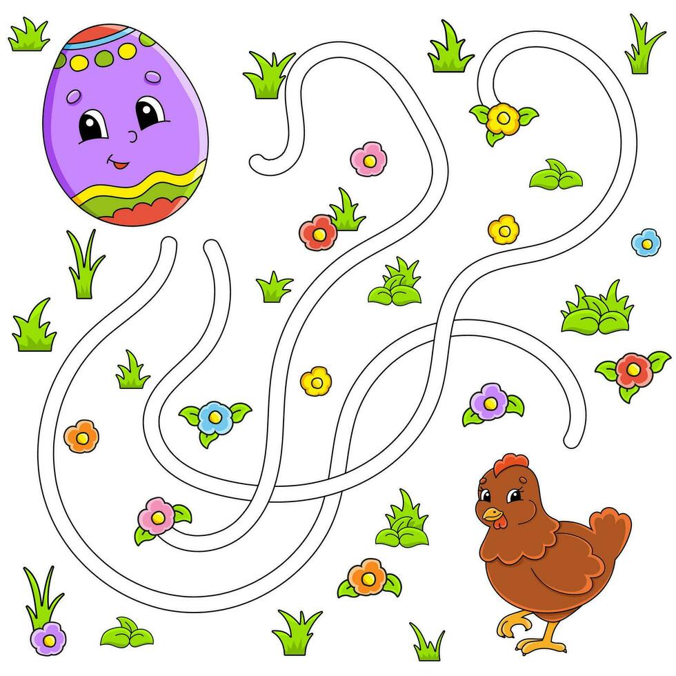 Funny maze for kids. Puzzle for children. cartoon character. Labyrinth conundrum. Find the right path. Vector illustration.
