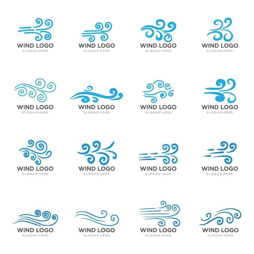 Logo design template wave element creative wind or air.Logo for business, web, air conditioner. vector