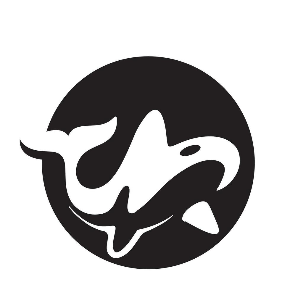 diseño creativo del logotipo de la plantilla animal de ballena orca negra simple. animal submarino asesino. logo para negocios, identidad y marca. vector