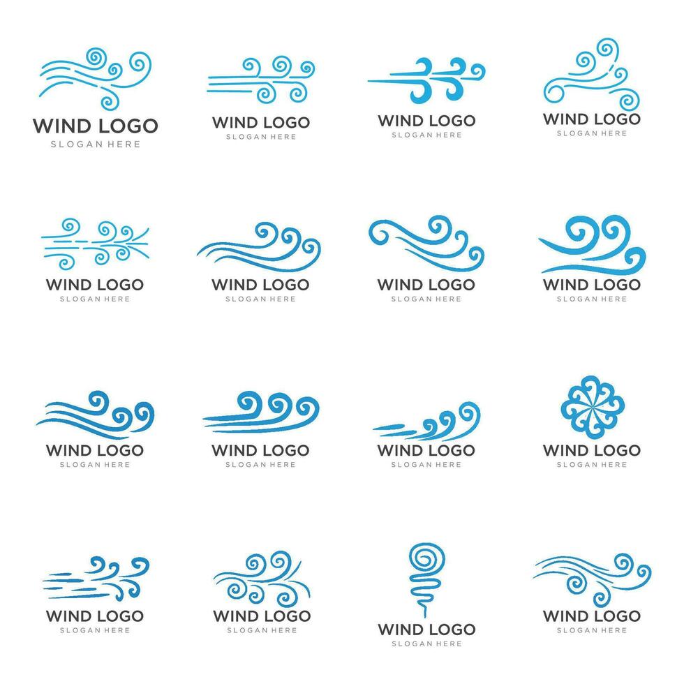 Logo design template wave element creative wind or air.Logo for business, web, air conditioner. vector