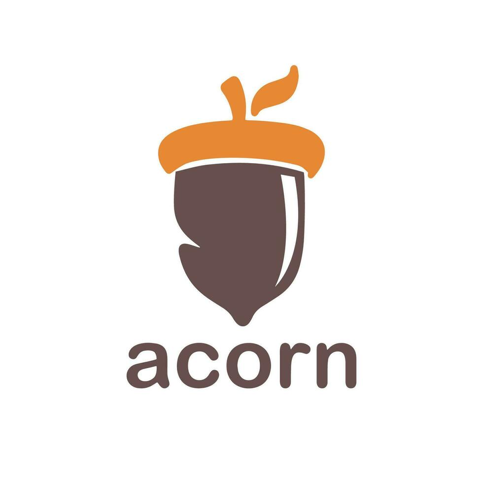 Acorn logo template design with leaves with editable vector illustration.