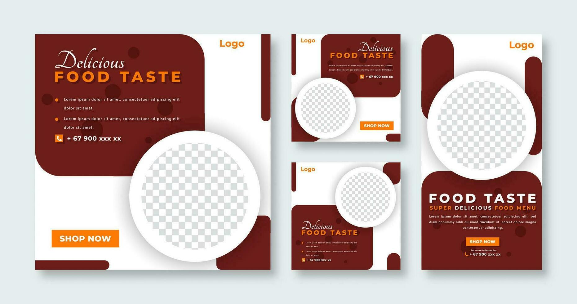 Delicious Food Restaurant Social Media Post for Online Marketing Promotion Banner, Story and Web Internet Ads Flyer vector