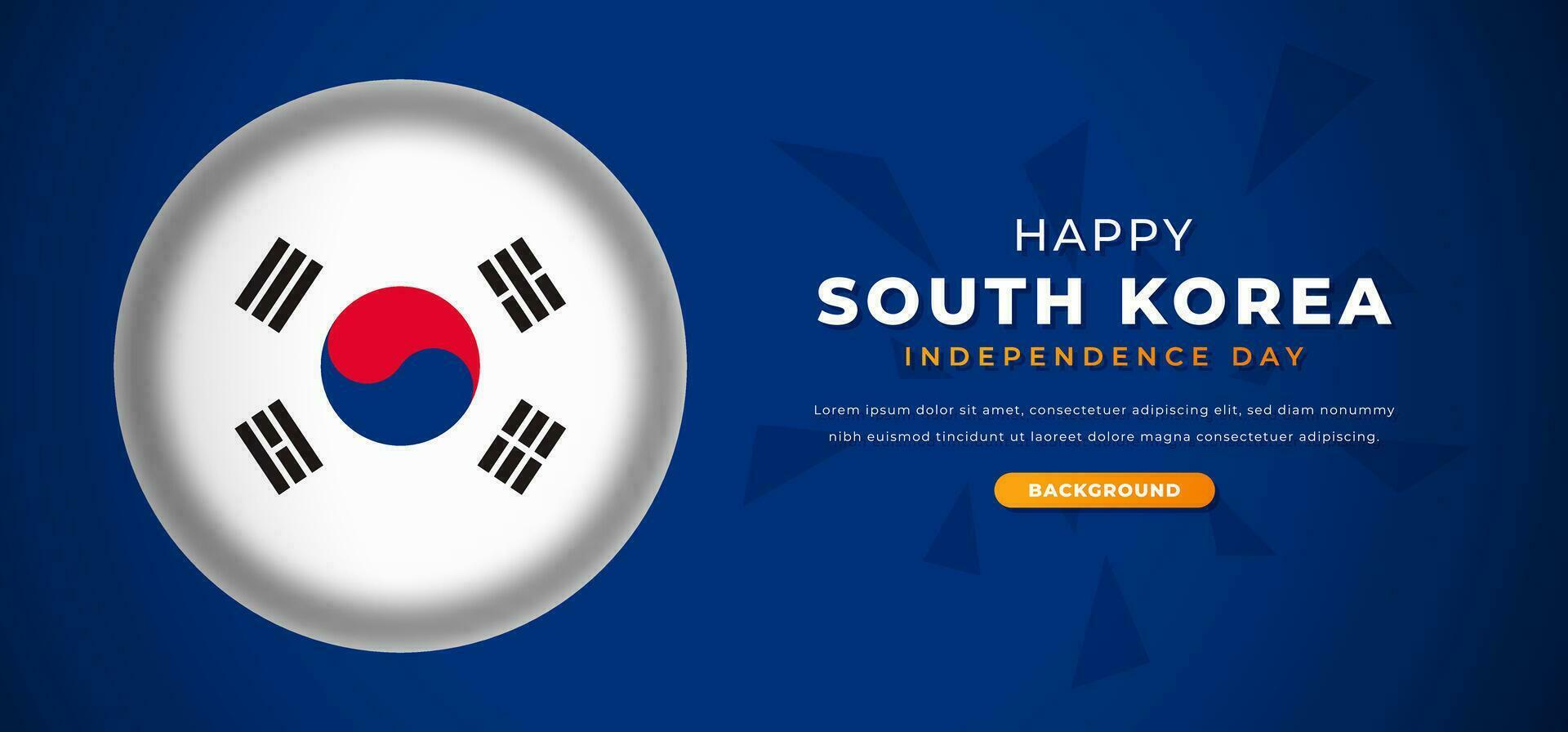 Happy South Korea Independence Day Design Paper Cut Shapes Background Illustration for Poster, Banner, Advertising, Greeting Card vector