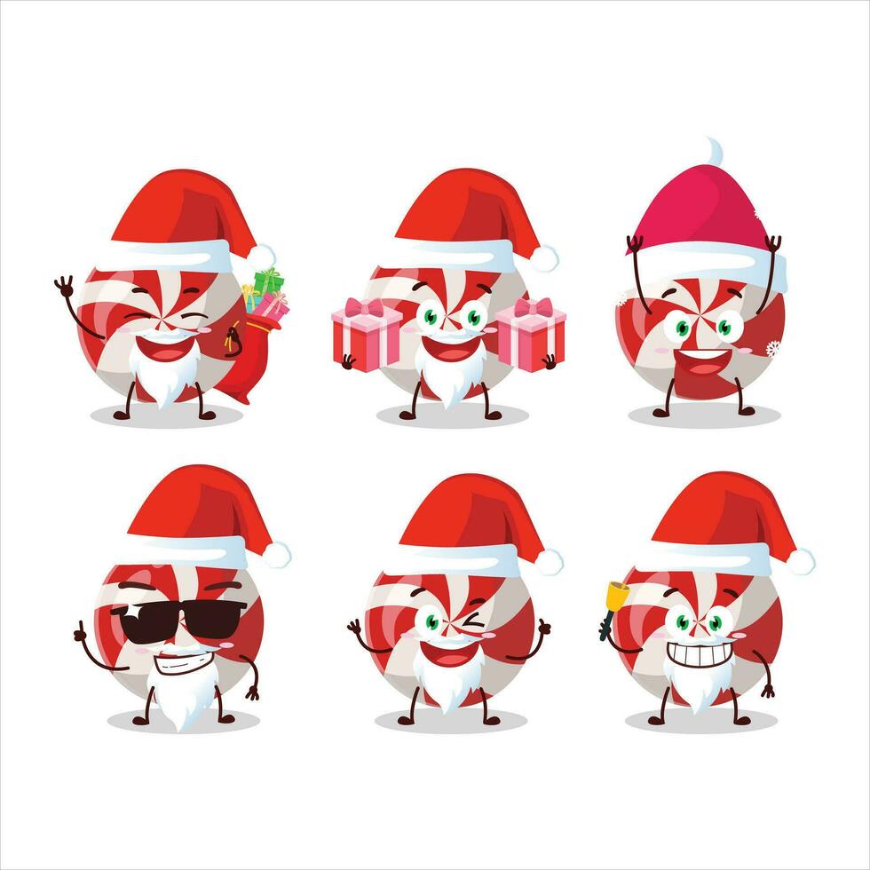 Papa Noel claus emoticones con rojo caramelo dibujos animados personaje vector