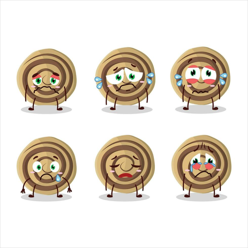 Cookies spiral cartoon character with sad expression vector