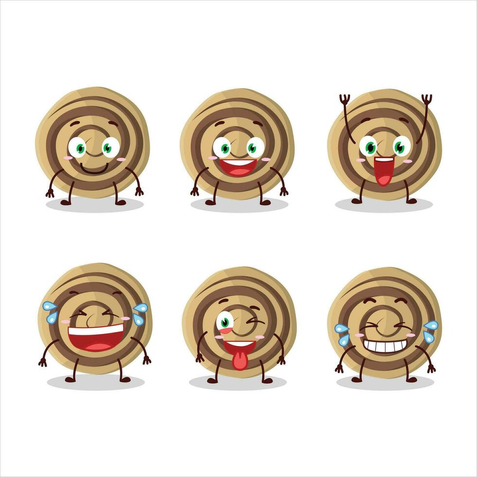 dibujos animados personaje de galletas espiral con sonrisa expresión vector