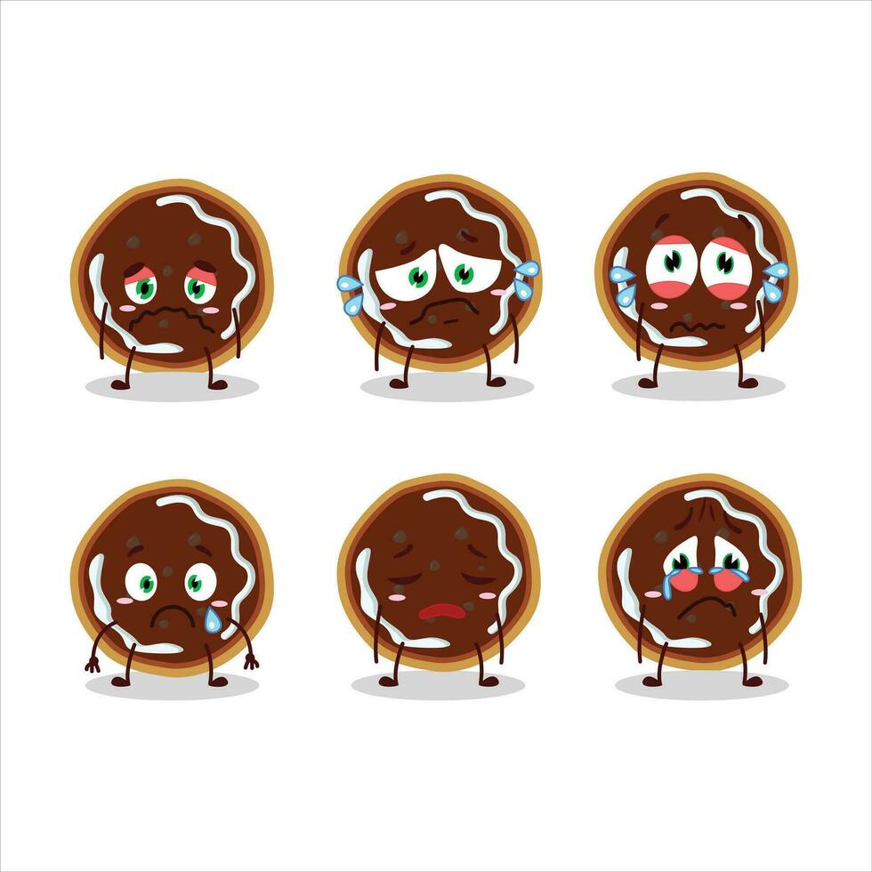 Cookies with jam cartoon character with sad expression vector
