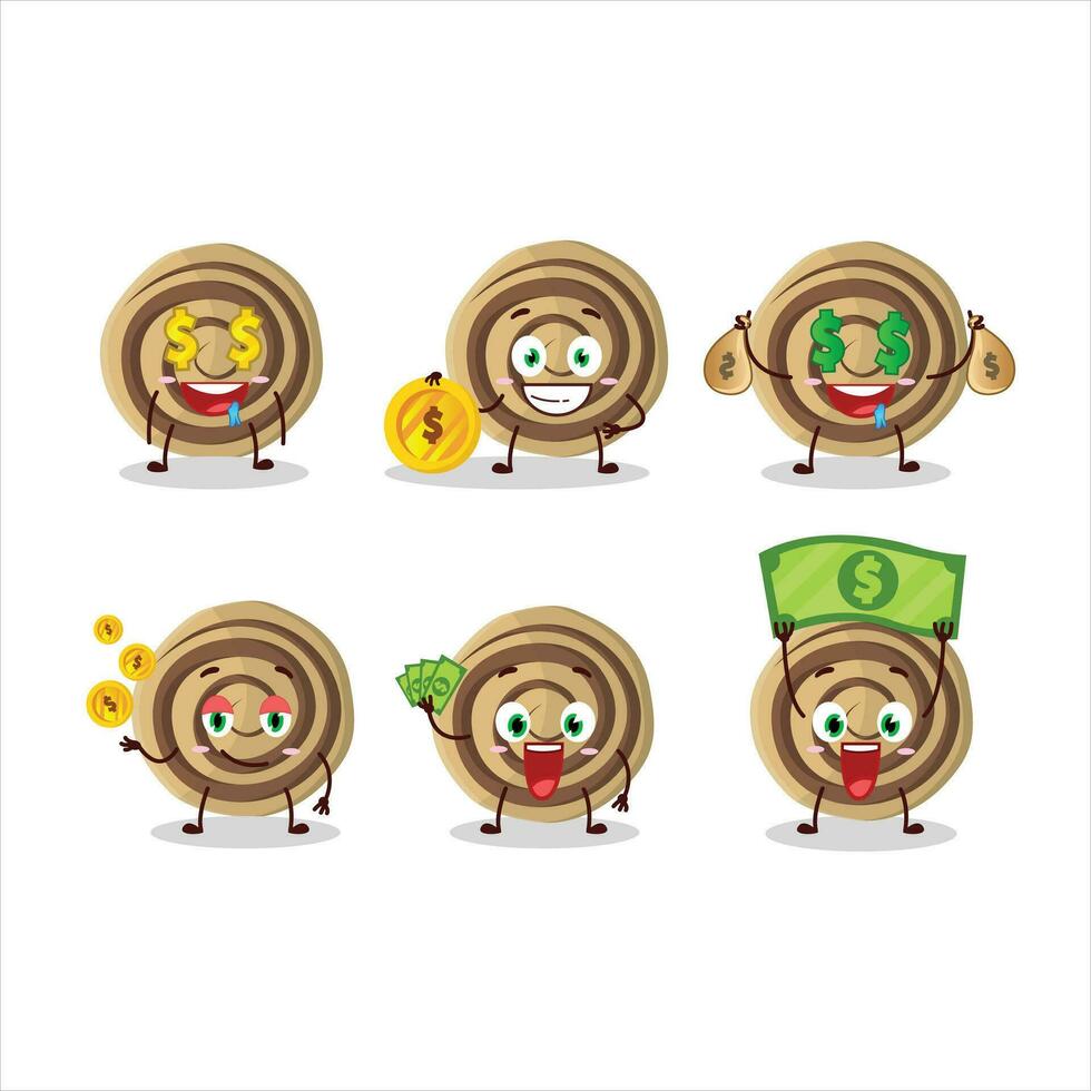 Cookies spiral cartoon character with cute emoticon bring money vector