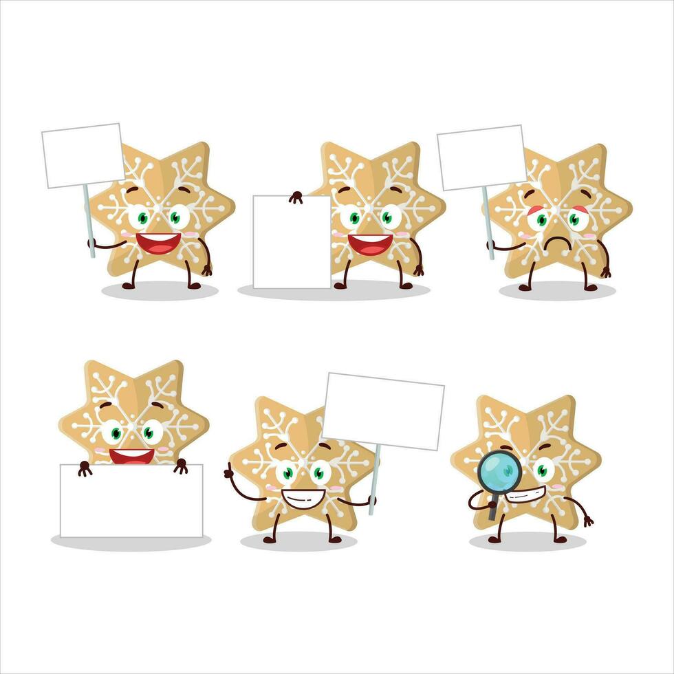 Cookies snow cartoon character bring information board vector