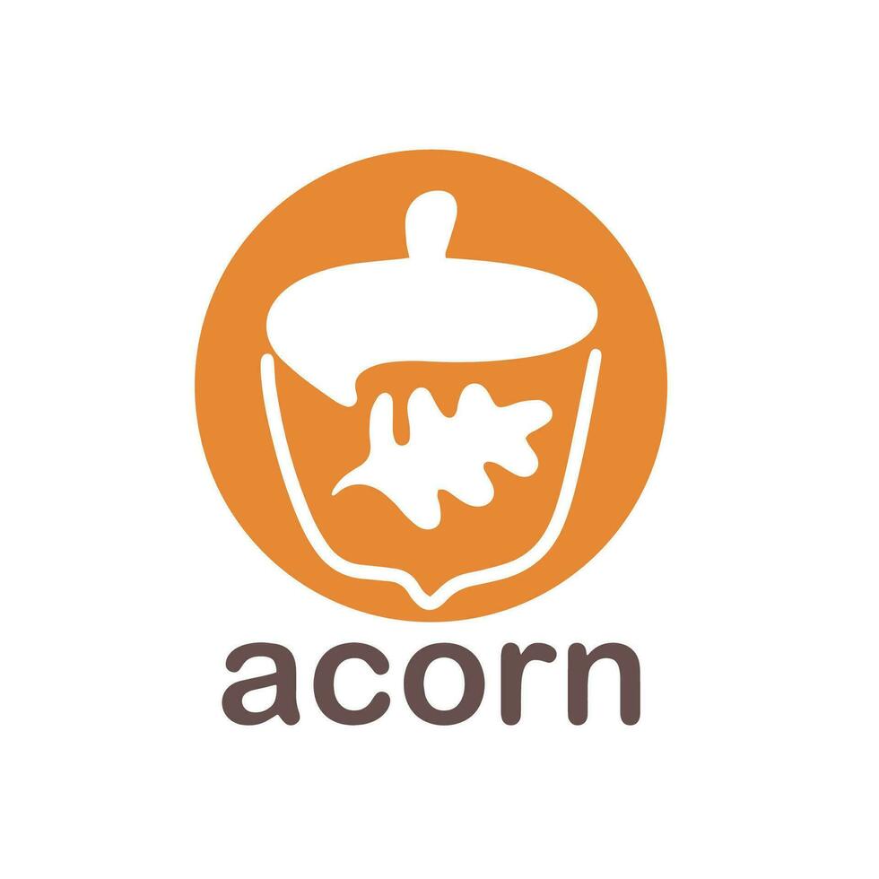 Acorn logo template design with leaves with editable vector illustration.