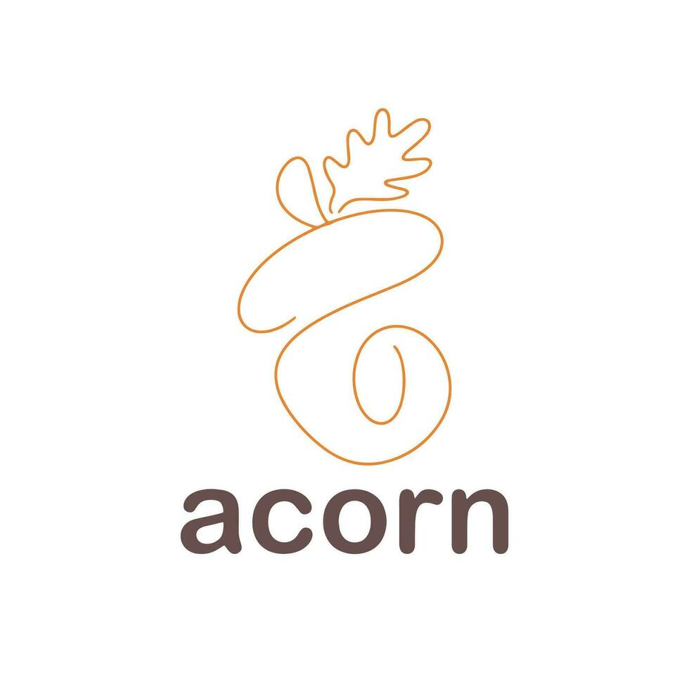 Acorn logo template design with leaves with editable vector illustration.