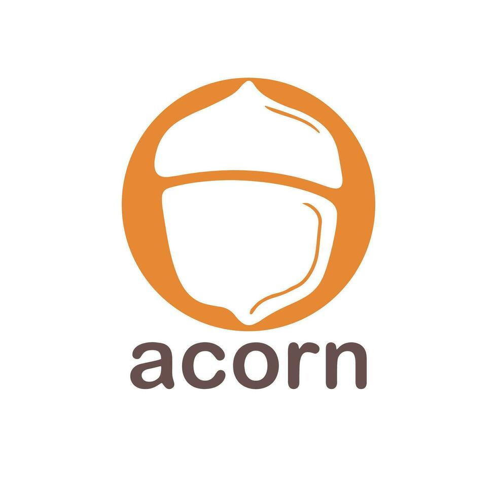 Acorn logo template design with leaves with editable vector illustration.