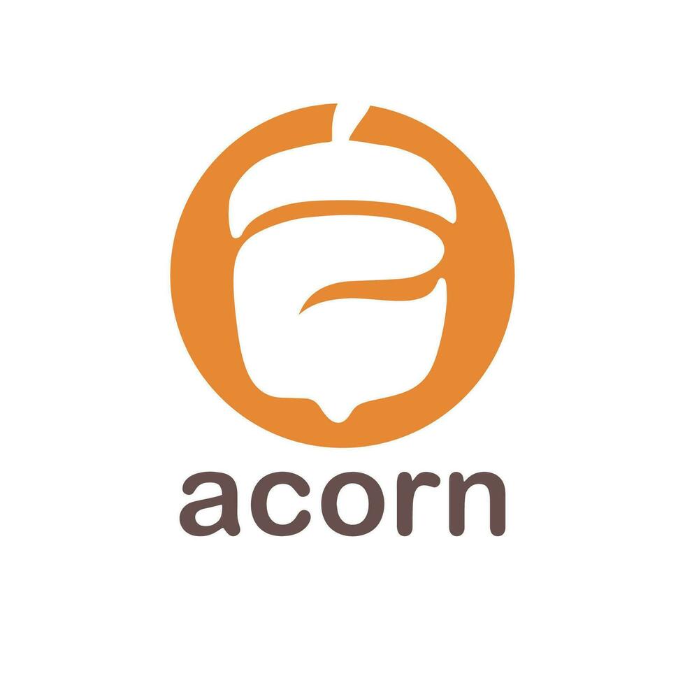 Acorn logo template design with leaves with editable vector illustration.