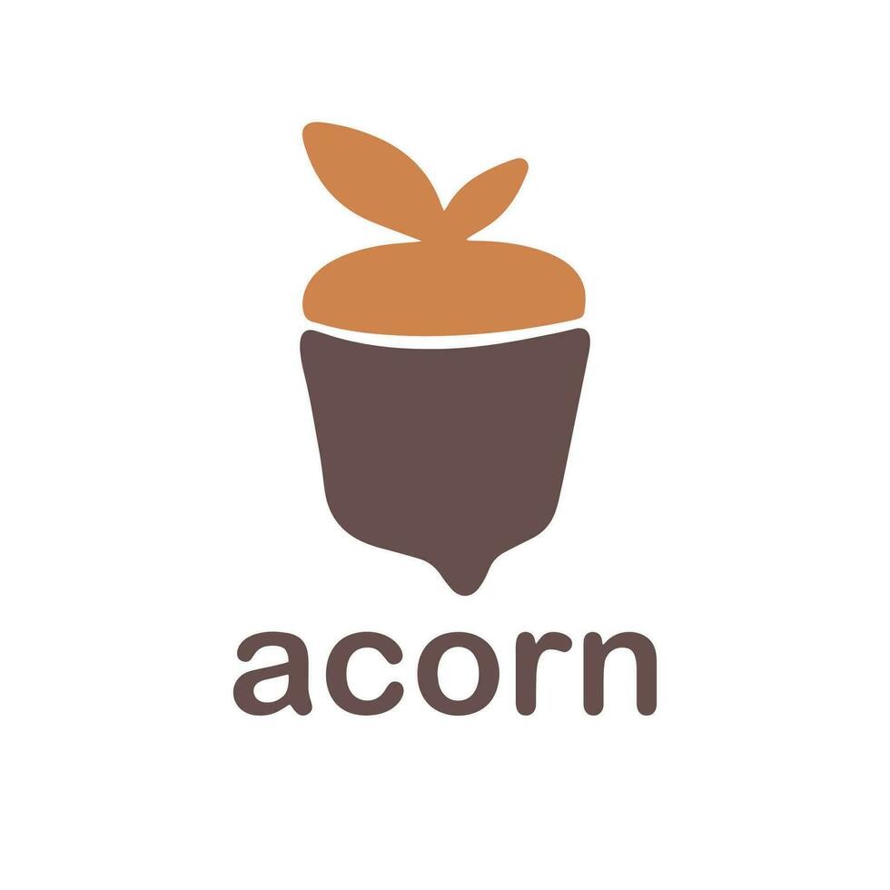 Acorn logo template design with leaves with editable vector illustration.