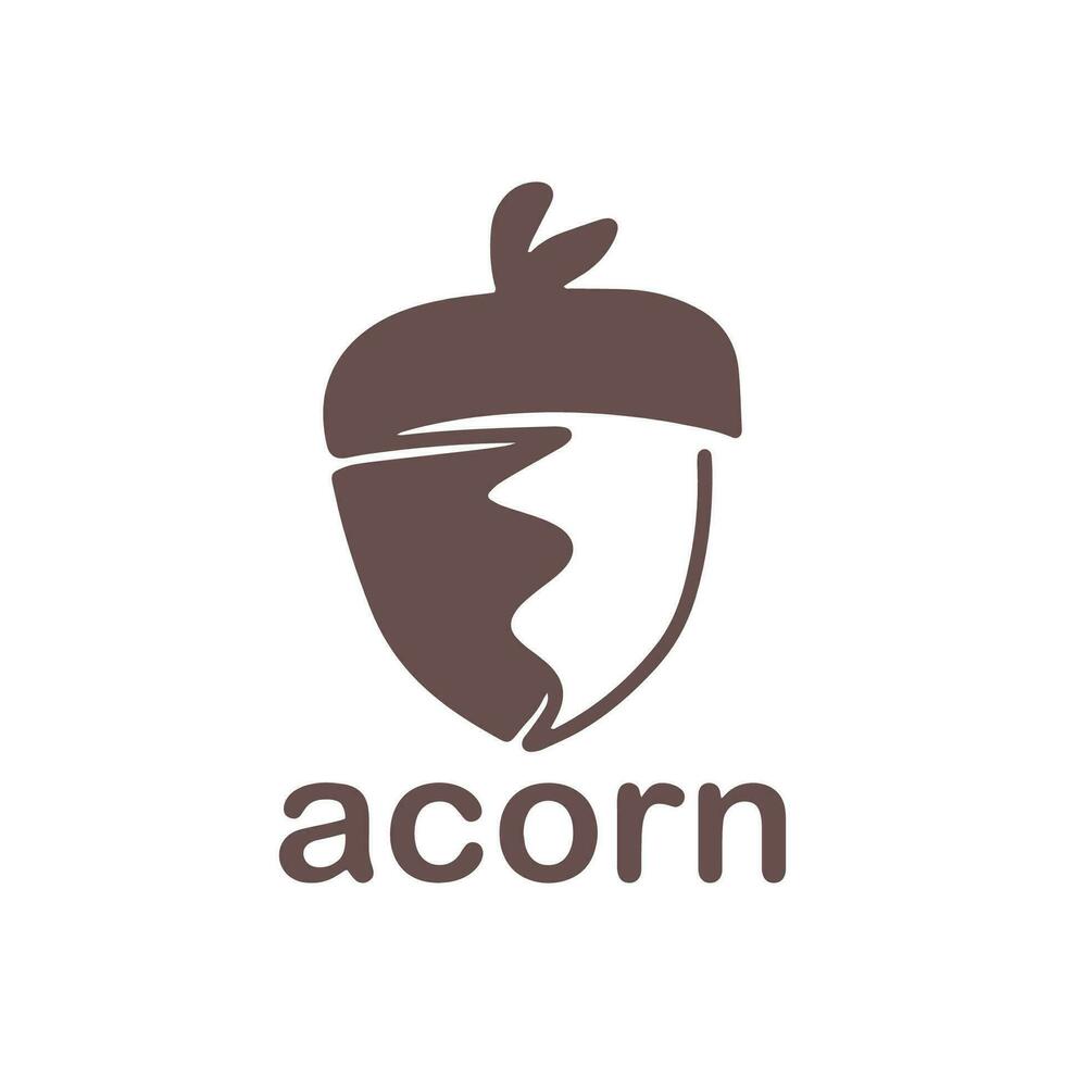 Acorn logo template design with leaves with editable vector illustration.